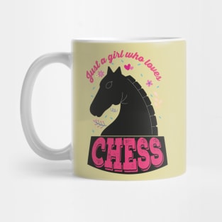 Just A Girl Who Loves Chess. Perfect Funny Chess Girls and Lovers Gift Idea, Retro Vintage Mug